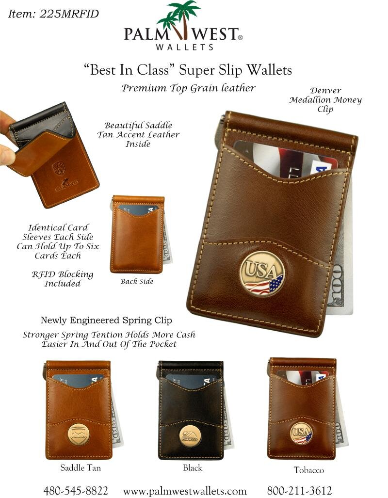 225MRFID Denver Money Clip - Dark Brown