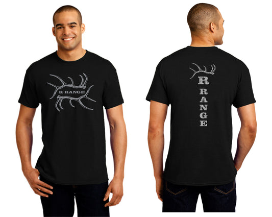 R Range Short Sleeve Distressed Double Antler Logo