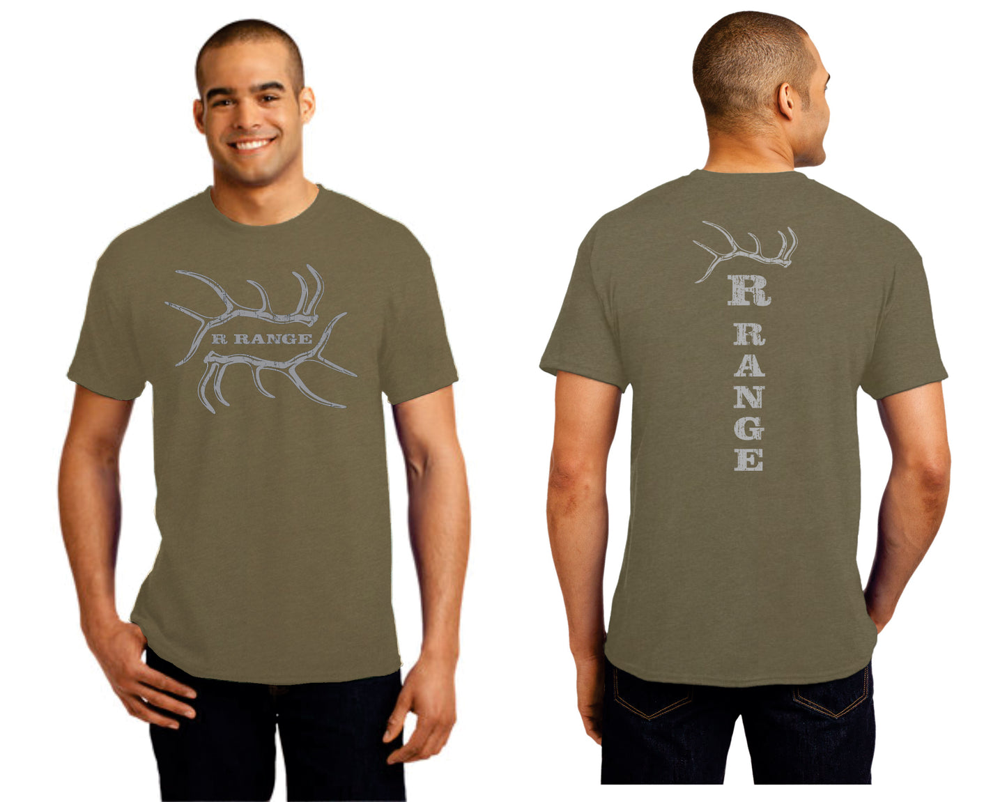 R Range Short Sleeve Distressed Double Antler Logo